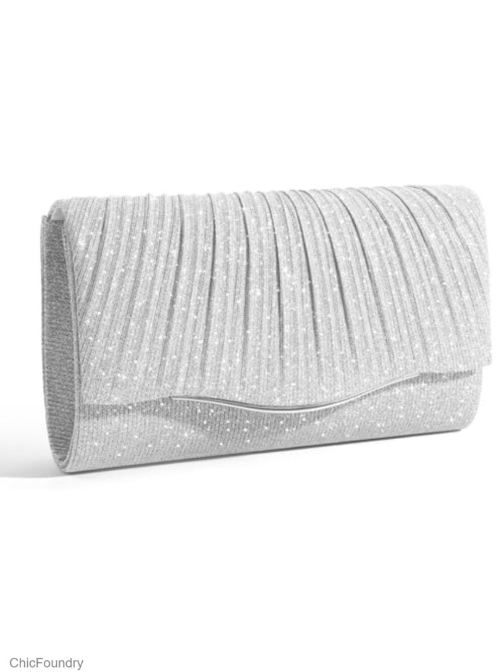 Glitter Evening Clutch with Detachable Gold Chain Strap Formal Purse